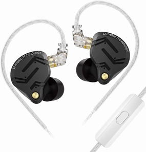 KZ ZS12 PRO X in Ear Monitor IEM with Mic, Wired Gaming Earbuds 5BA 1DD Hybrid IEM Headphones, HiFi Stereo Sound Ear Buds Noise Cancelling inears Earphone, for Musician Singers, Without Tuning Switch in-ear monitors,hi-fi IEMs,studio earphones,