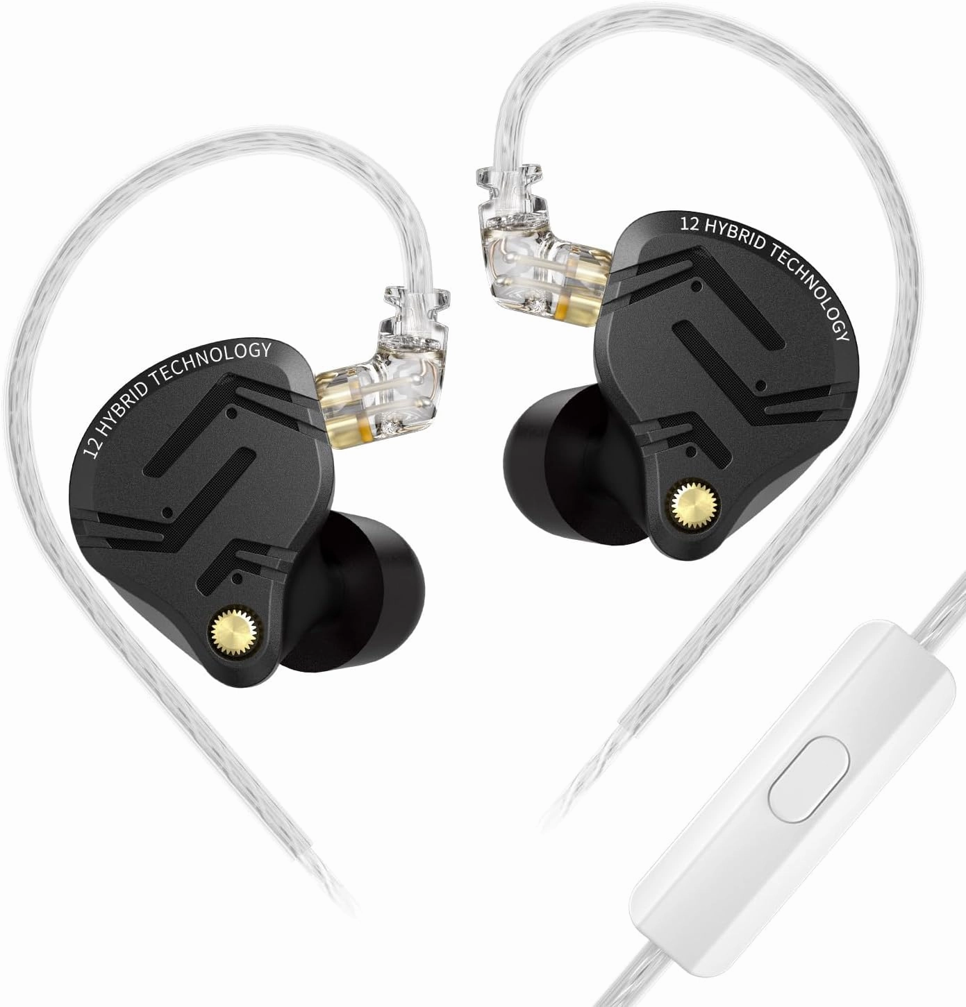 KZ ZS12 PRO X in Ear Monitor IEM with Mic, Wired Gaming Earbuds 5BA 1DD Hybrid IEM Headphones, HiFi Stereo Sound Ear Buds Noise Cancelling inears Earphone, for Musician Singers, Without Tuning Switch in-ear monitors,hi-fi IEMs,studio earphones,