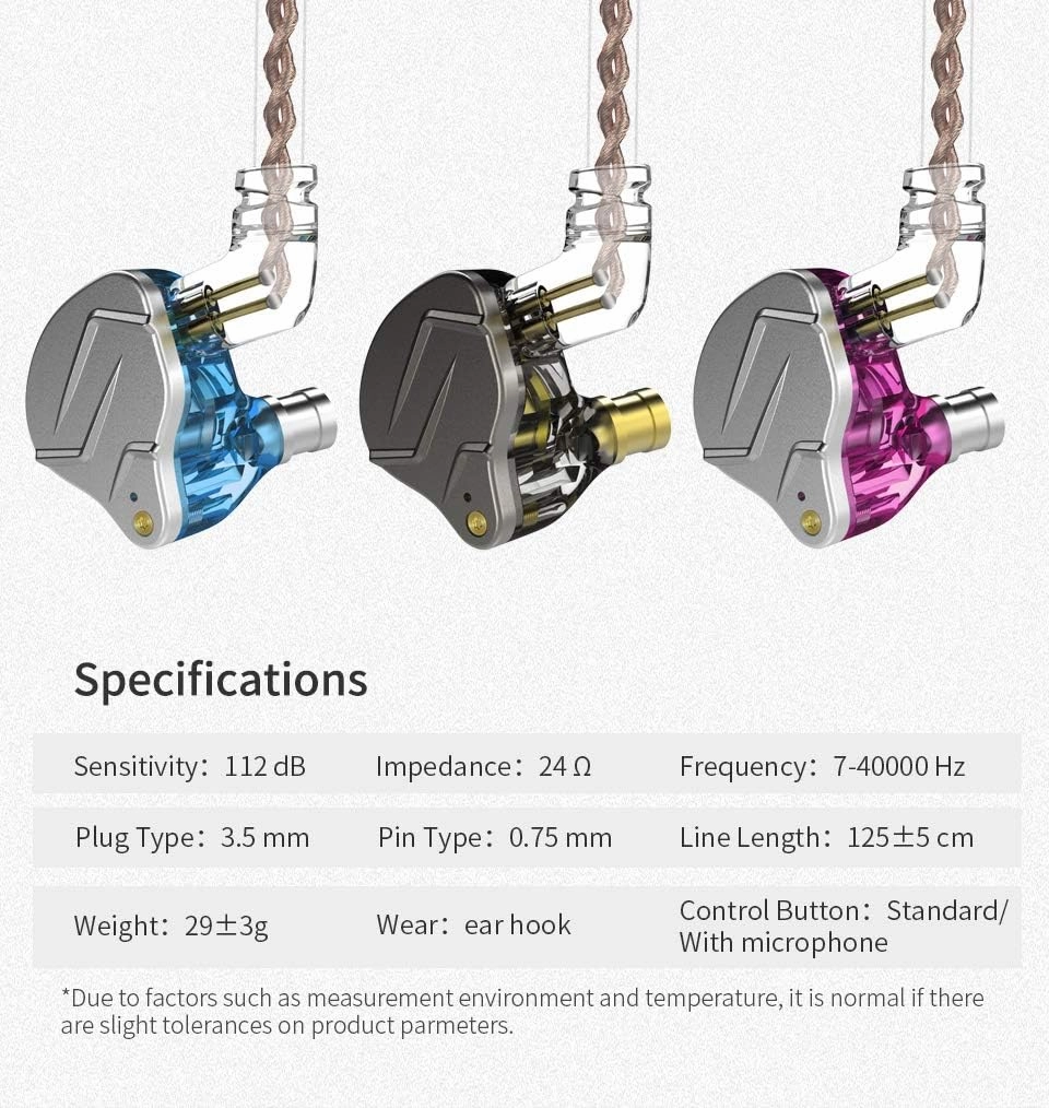 KZ ZSN Pro Dual Drivers 1BA 1DD in Ear Earphones HiFi Power Bass Earbuds Headphones High Clarity Sound Wired Earphones with Detachable Cable for Audiophile Musician