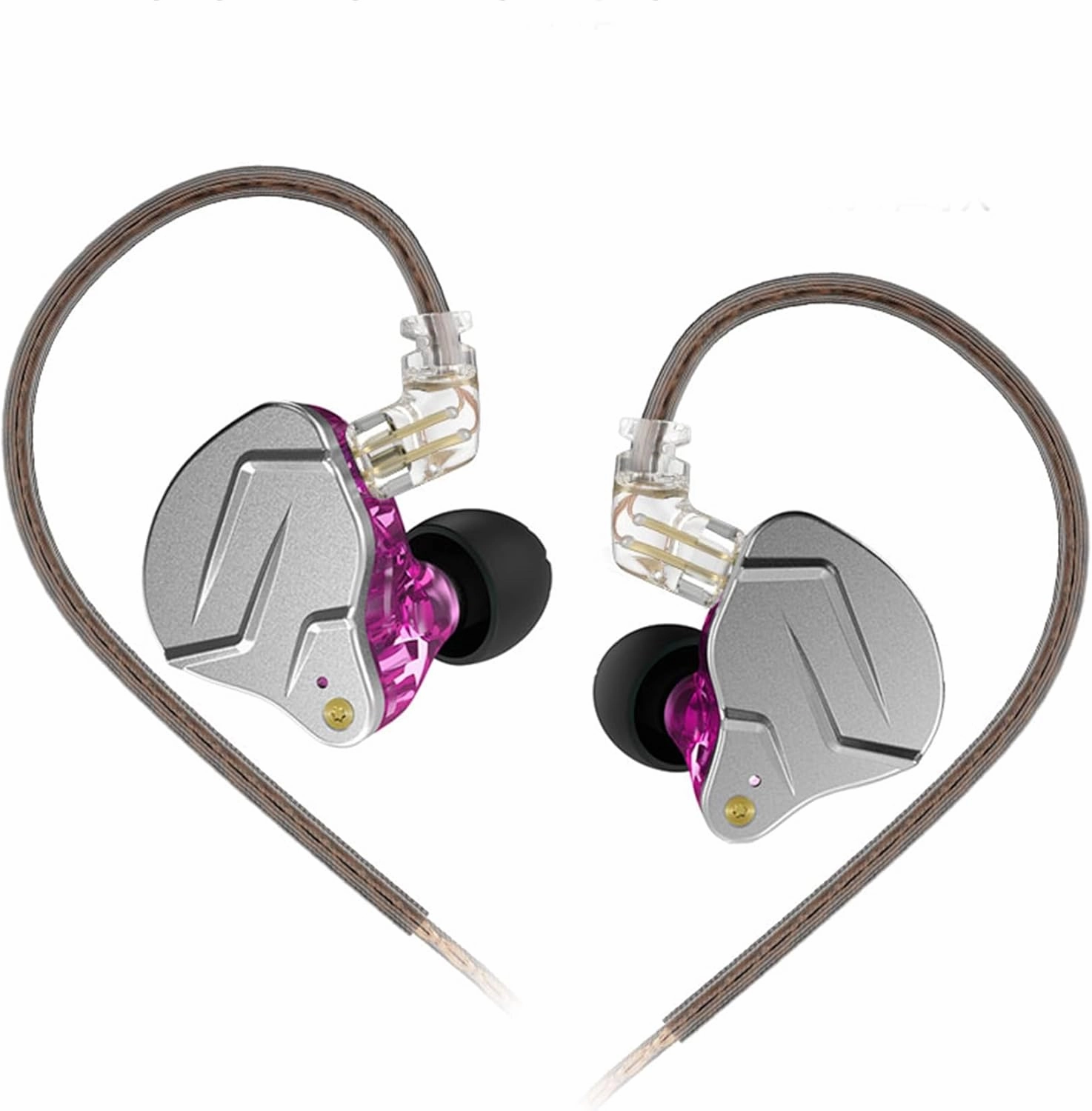 KZ ZSN Pro in Ear Headphones, 1BA 1DD Over Wired Earbuds, IEM Earphones, Gaming Earbuds with Hybrid Balanced Armature Driver Dynamic Drivers & 3.5mm Audio Plug Detachable Cable (Purple Without Mic) in-ear monitors,hi-fi IEMs,studio earphones,