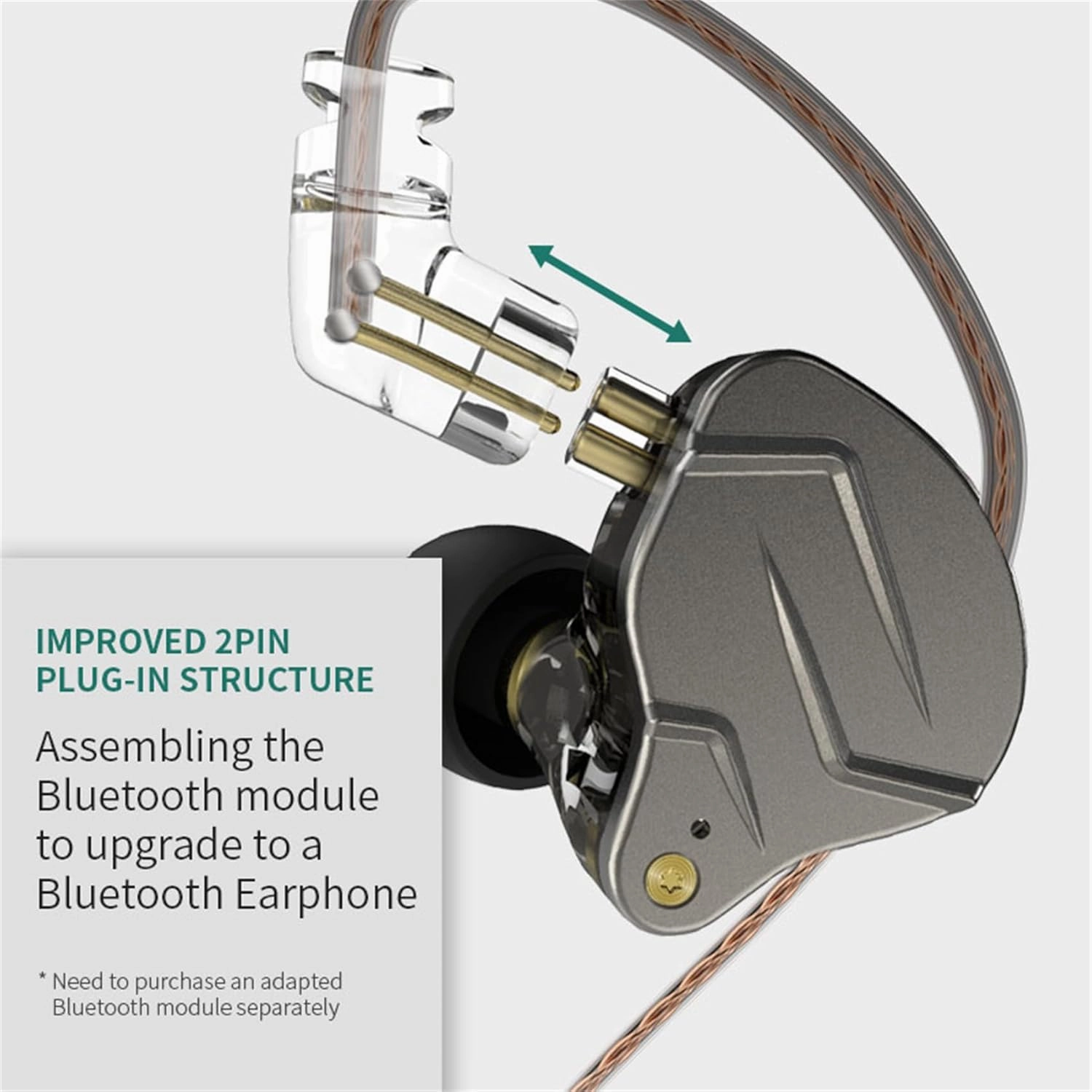 KZ ZSN Pro in Ear Monitors IEM Earphones with Hybrid Dynamic Driver Balanced Armature Wired Earbuds Headphones 1DD 1BA Gaming Earbuds Stereo Bass Sound Ergonomic Comfortable Fit (Gray Without Mic)