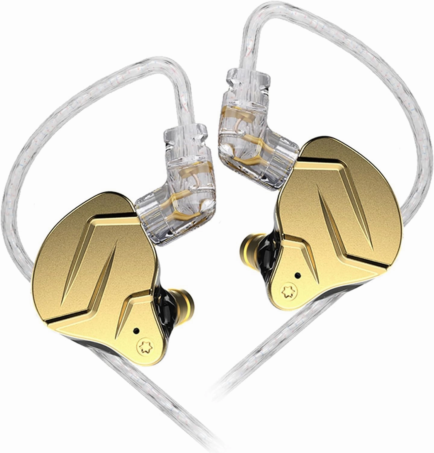 KZ ZSN Pro X Gaming Earbuds, HIFI in ear Headphones High Fidelity in ear Monitor with Hybrid Dual Driver, 1ba 1dd iem Earphone with Detachable Tangle-Free Cable for Computer Tablet (Gold, without mic) in-ear monitors,hi-fi IEMs,studio earphones,