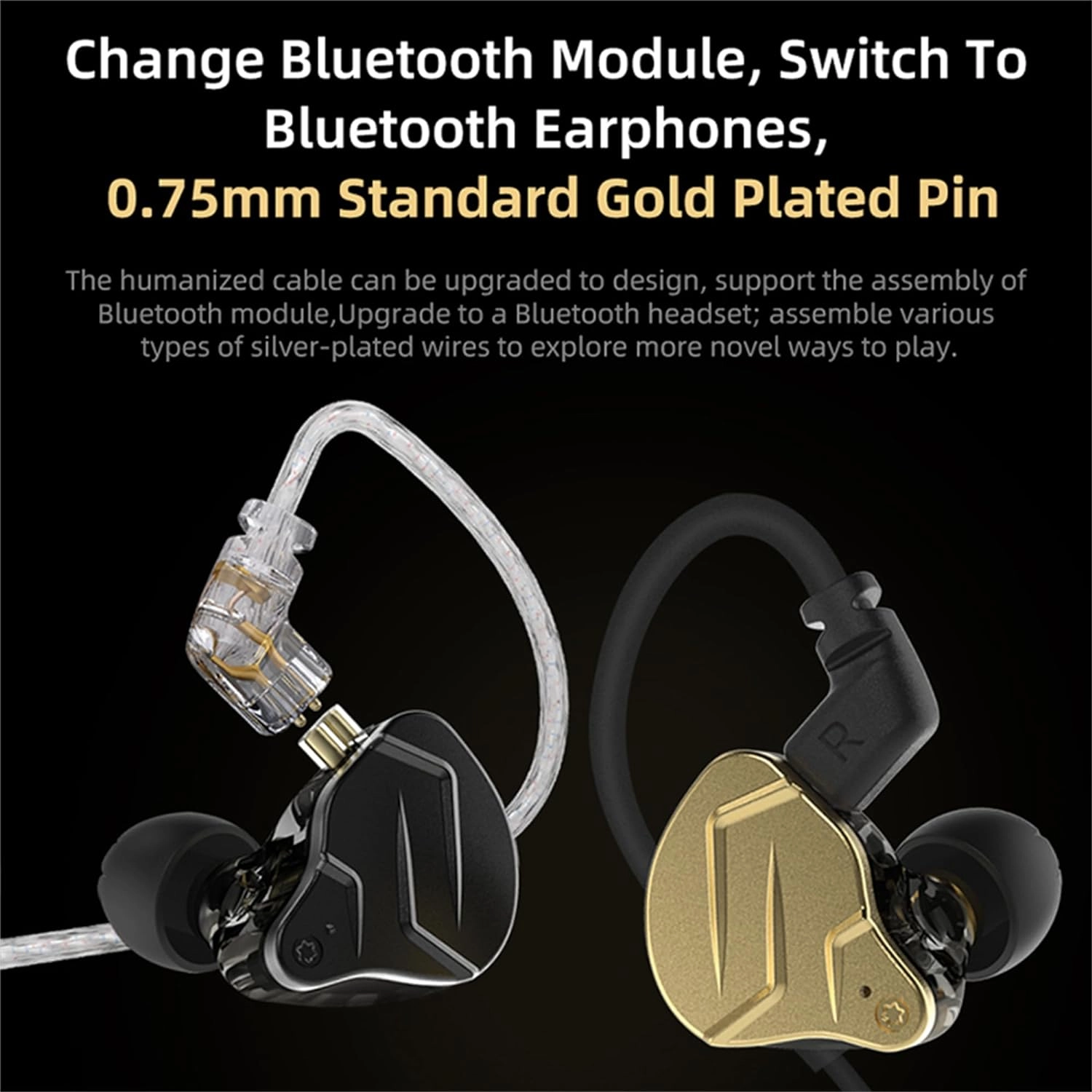 KZ ZSN Pro X Gaming Earbuds, HIFI in ear Headphones High Fidelity in ear Monitor with Hybrid Dual Driver, 1ba 1dd iem Earphone with Detachable Tangle-Free Cable for Computer Tablet (Gold, without mic)