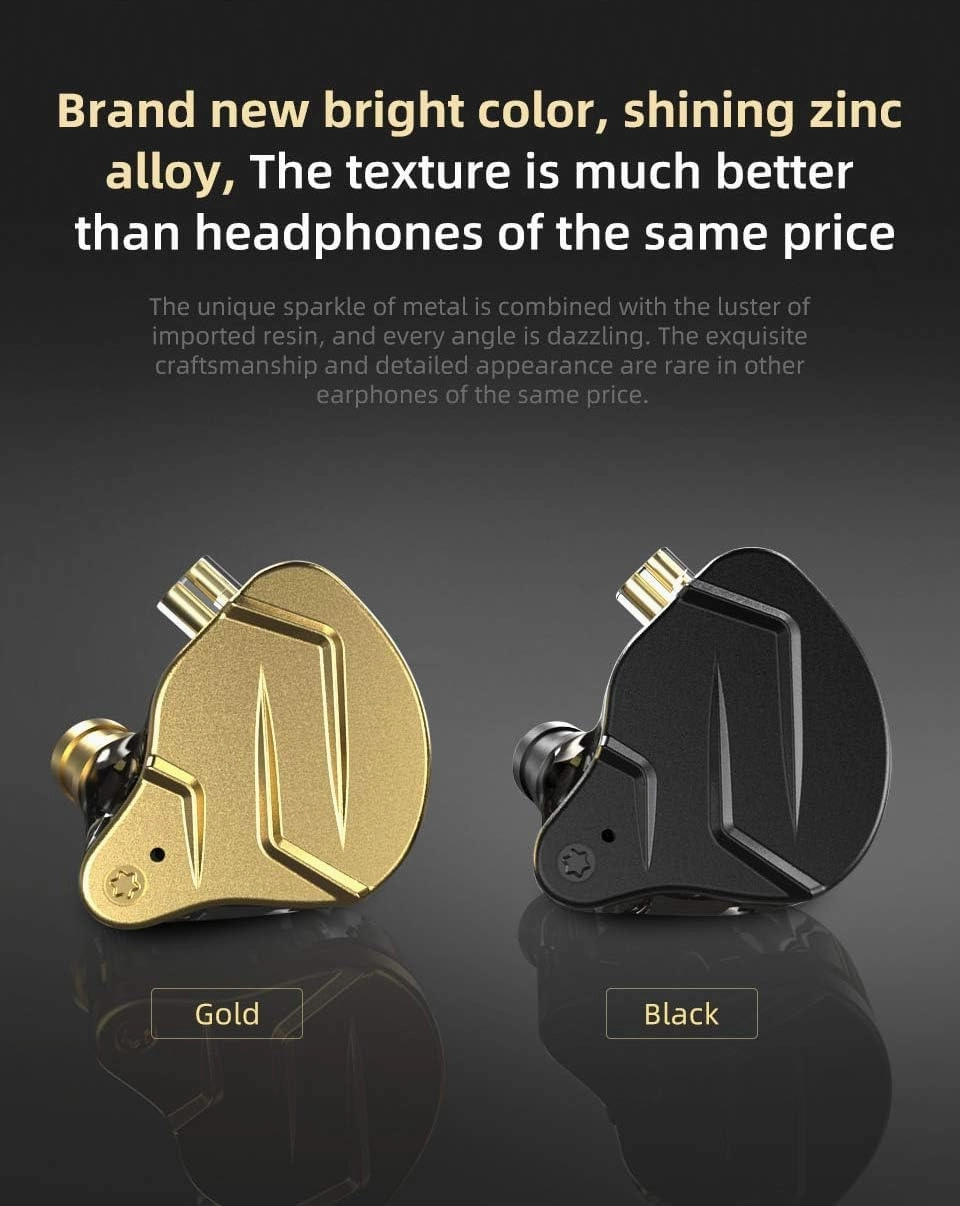 KZ ZSN PRO X HiFi in Ear Monitor IEM Headphones, 1BA 1DD Earbud Headphone Dual Driver Drummer Musician Earphone Stereo Headset with Removable C Pin Cable for Church (NO Mic, Dark Black)