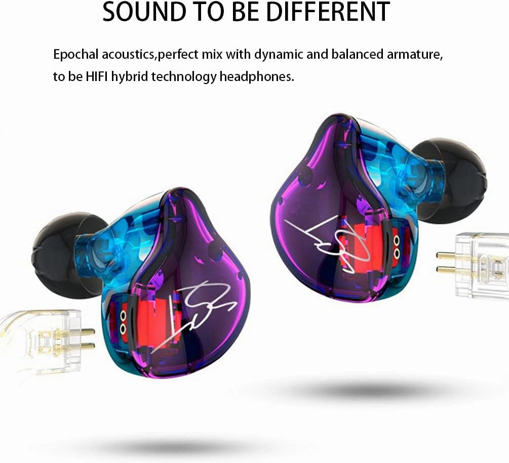 KZ ZST 1BA 1DD in Ear Earphone Clear HiFi Monitor Earbuds Wired Sport Gaming Earphone for Musician Singer Audiophile