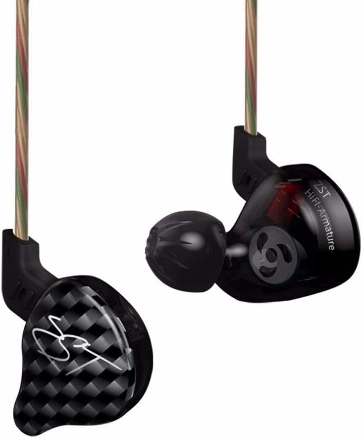 KZ ZST Dynamic Hybrid Dual Driver in Ear Earphones (Black with Mic) in-ear monitors,hi-fi IEMs,studio earphones,