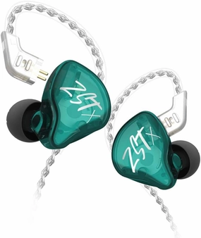 KZ ZST X in-Ear Monitors, Upgraded Dynamic Hybrid Dual Driver ZSTX Earphones, HiFi Stereo IEM Wired Earbuds/Headphones with Detachable Cable for Musician Audiophile (Without Mic, Cyan) in-ear monitors,hi-fi IEMs,studio earphones,