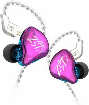 KZ ZST X in-Ear Monitors, Upgraded Dynamic Hybrid Dual Driver ZSTX Earphones, HiFi Stereo IEM Wired Earbuds/Headphones with Detachable Cable for Musician Audiophile (Without Mic, Purple) in-ear monitors,hi-fi IEMs,studio earphones,