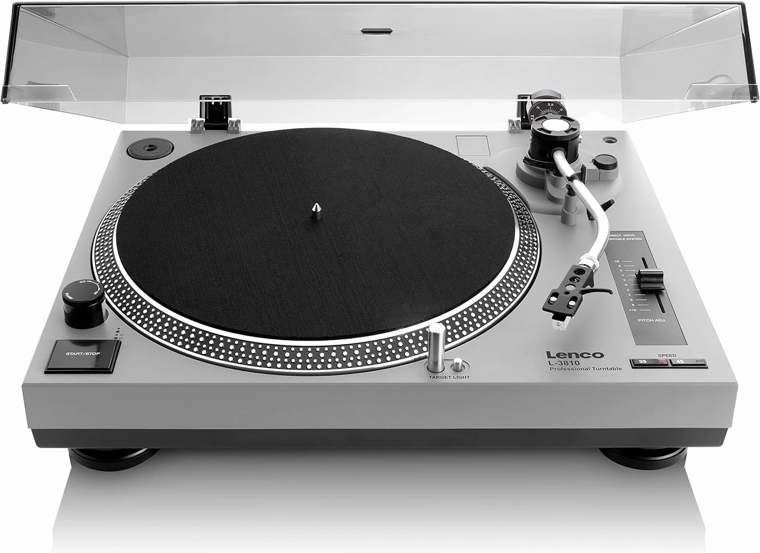 L-3810 Turntable | Direct-Drive Turntable with Pinch Control | Grey direct-drive turntable,DJ turntable,hi-torque vinyl deck,