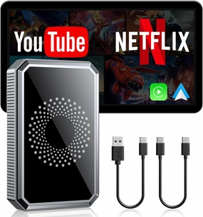 LAMTTO 3-in-1 Magic AI Box Video Player for Streaming Netflix/YouTube/TikTok on Car Screen Wireless Carplay Adapter Dongle with USB Drive for OEM Wired Apple Car Play and Android Auto Cars wireless audio bridge,Bluetooth transmitter,WiFi audio link,