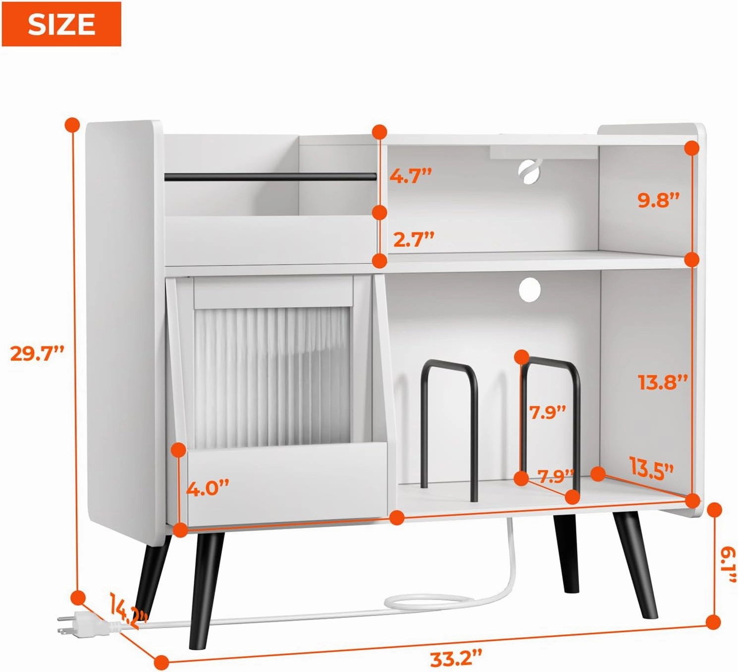 Large White Record Player Stand with Sliding Door,350 Vinyl Record Storage Cabinet, Record Player Table with Power Outlet and LED Light,Turntable Stand with Wood Legs for Living Room,Office