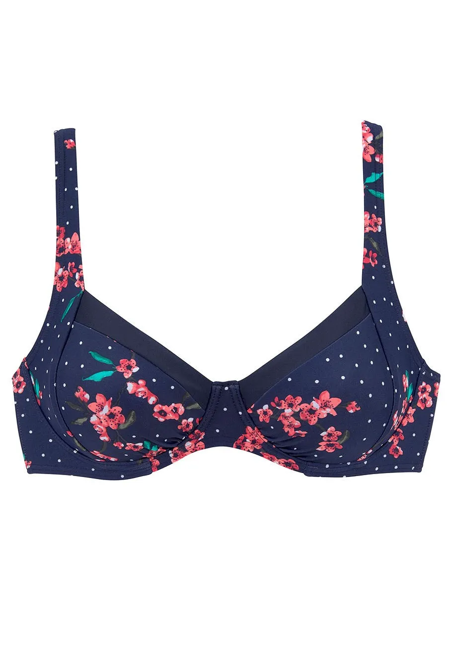 LASCANA Women's Blossom Underwire Bikini Top