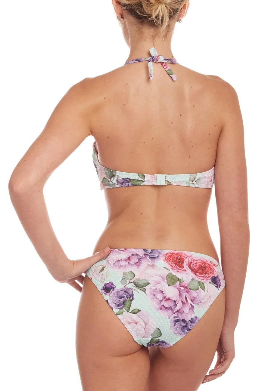 LASCANA Women's Floral Textured Classic Bikini Bott