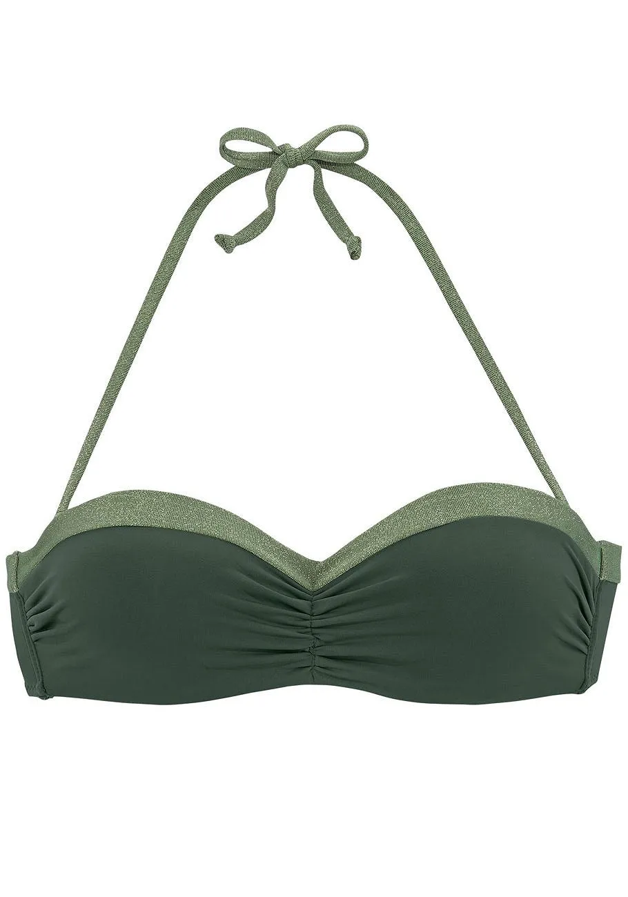 LASCANA Women's Metallic Trim Bandeau Bikini Top