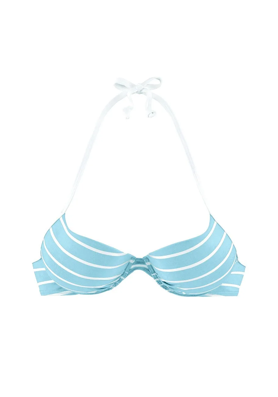 LASCANA Women's Striped Push Up Bikini Top