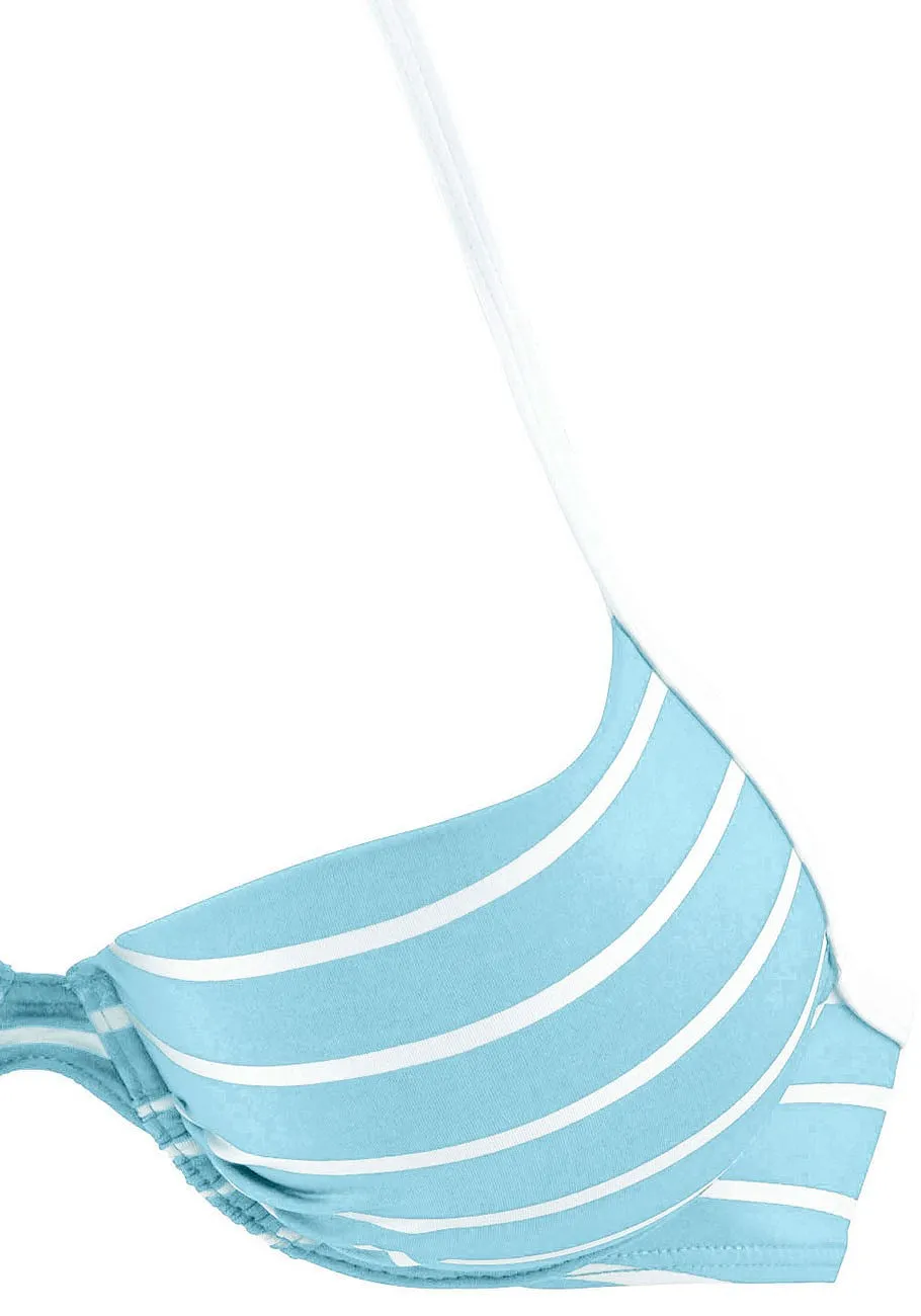 LASCANA Women's Striped Push Up Bikini Top