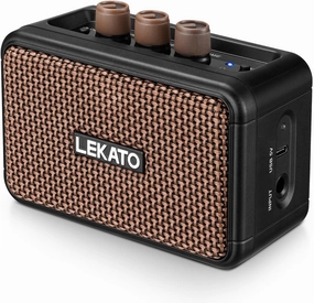 LEKATO Mini Electric Guitar Amplifier, Dual Speakers 5W, Rechargeable Guitar Amp Bluetooth with Clean Overdrive Effects, Headphone Jack, Retro Portable Small Amp for Practice tube amplifier,valve amp,audiophile tube stereo,