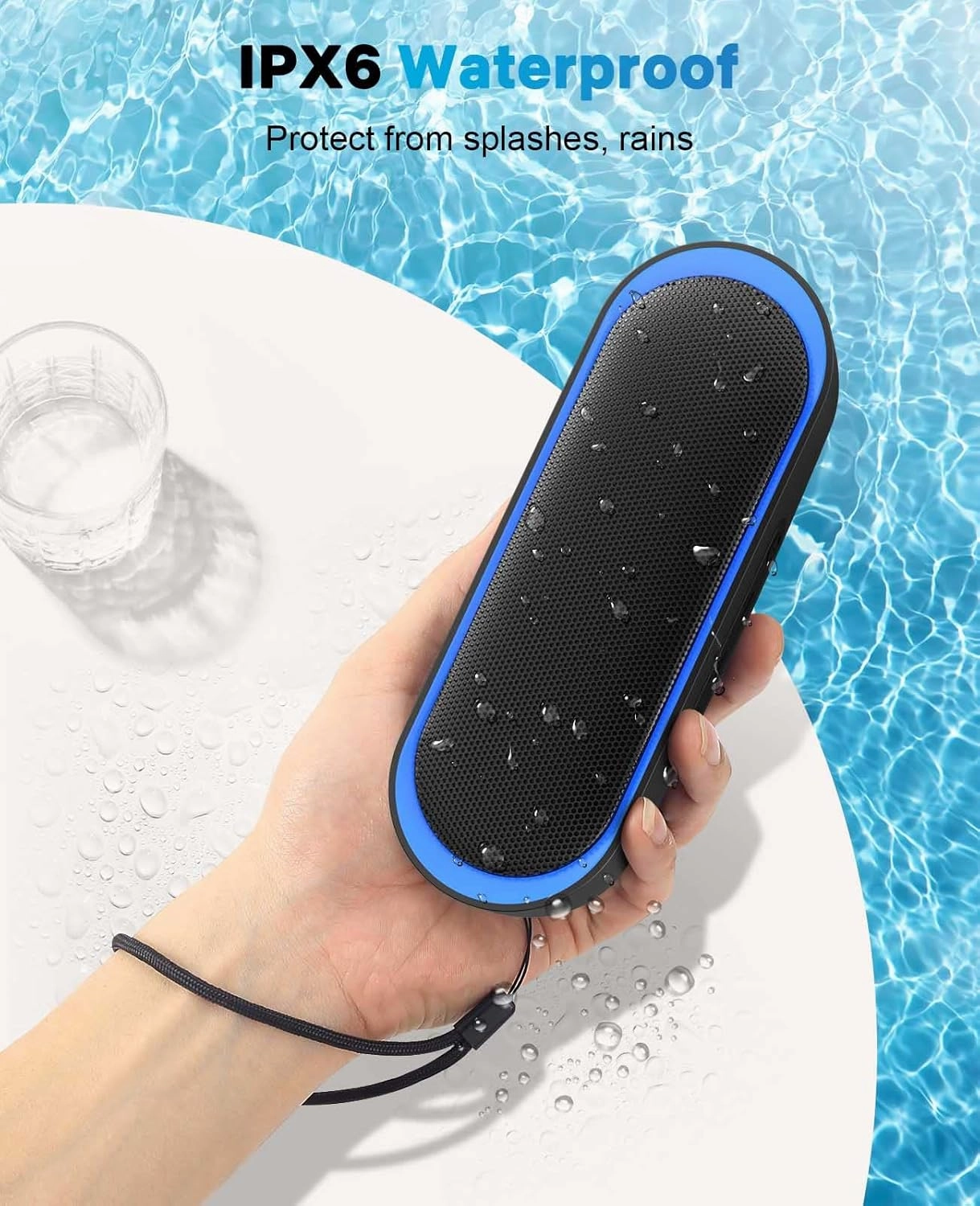 LENRUE Bluetooth Speakers, Waterproof Portable Speakers with TWS, 24 Playtime, Stereo Sound, Wireless for Home Shower Pool Beach Outdoor (Black)