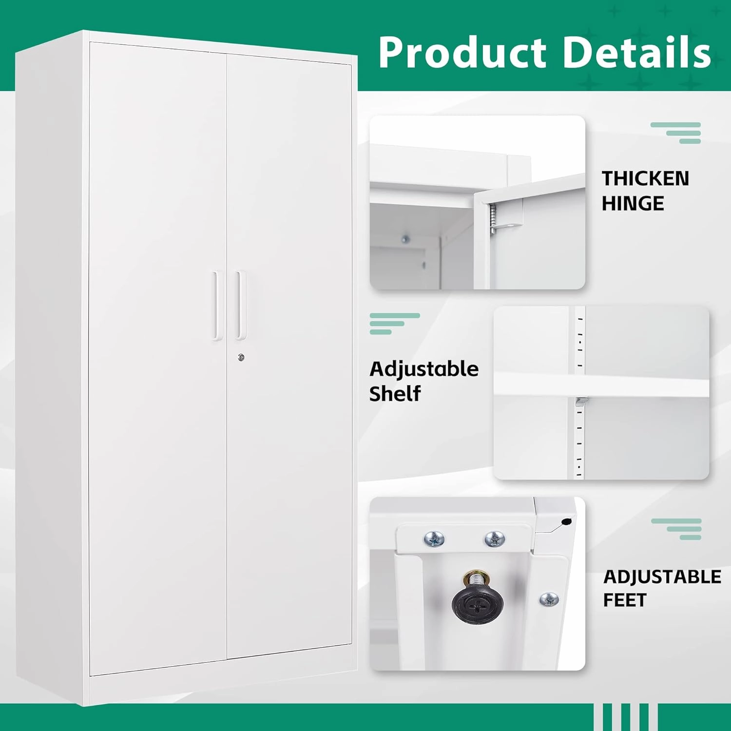 Letaya Metal Locker,Steel Wardrobe Storage Cabinets with Lock Door,Clothing Coat Storage Freestanding for Office, Home, School, Employee,Gym,Fire Department (White)