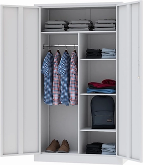 Letaya Metal Locker,Steel Wardrobe Storage Cabinets with Lock Door,Clothing Coat Storage Freestanding for Office, Home, School, Employee,Gym,Fire Department (White) equipment cabinet,AV gear cabinet,component enclosure,