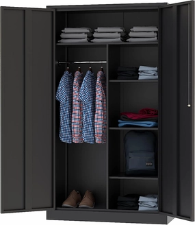 Letaya Metal Storage Cabinets Locker with Lock Door, 72'' Clothing Coat Steel Storage Freestanding Wardrobe for Office, Home, School, Employee,Gym,Fire Department (Black) equipment cabinet,AV gear cabinet,component enclosure,