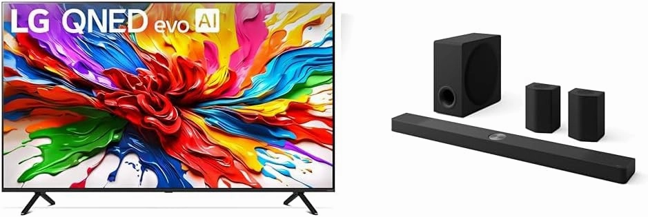 LG 65" QNED92A 4K Smart TV and 9.1.5-Ch. S95TR Soundbar with Dolby Atmos, DTS:X, Wireless Speakers and Subwoofer Home Theater Bundle home cinema system,5.1 home theater,surround sound package,