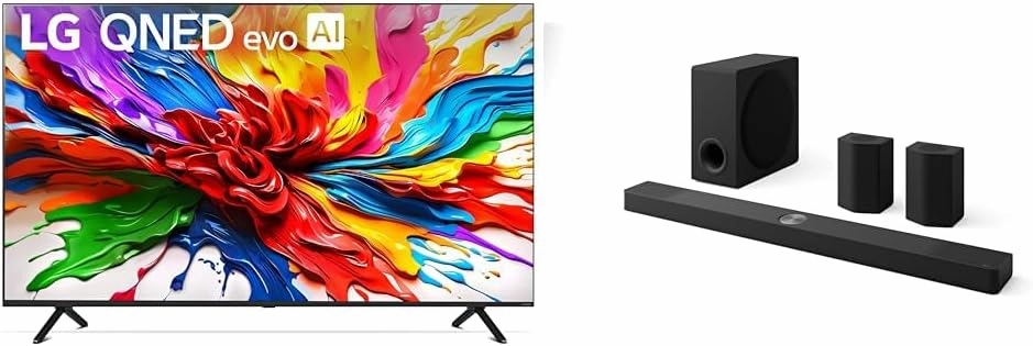LG 75" QNED92A 4K Smart TV and 9.1.5-Ch. S95TR Soundbar with Dolby Atmos, DTS:X, Wireless Speakers and Subwoofer Home Theater Bundle home cinema system,5.1 home theater,surround sound package,