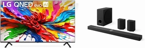 LG 75" QNED92A 4K Smart TV and 9.1.5-Ch. S95TR Soundbar with Dolby Atmos, DTS:X, Wireless Speakers and Subwoofer Home Theater Bundle home cinema system,5.1 home theater,surround sound package,