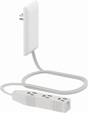 LIDER Flat-Face Outlet Extender with 3 Receptacles, Ultra-Thin Wall Plate Plug with Cord Extender and 3-Outlet Power Strip, 3ft Cord, LWE3-315-W, ETL-Listed, White power cord,hi-fi power cable,AC power lead,
