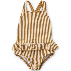 Liewood Amara Swimsuit Seersucker Stripe Golden Caramel/White
