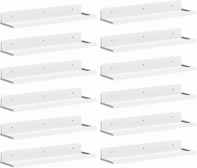 Lifewit Floating Shelves for Wall, 12 Pack White Acrylic Shelf 15" Room Decor for Bookcase/Vinyl Record Display/Photo/Picture in Bedroom, Living Room, Bathroom, Kitchen Storage and Organization vinyl storage,record holder,LP organizer,