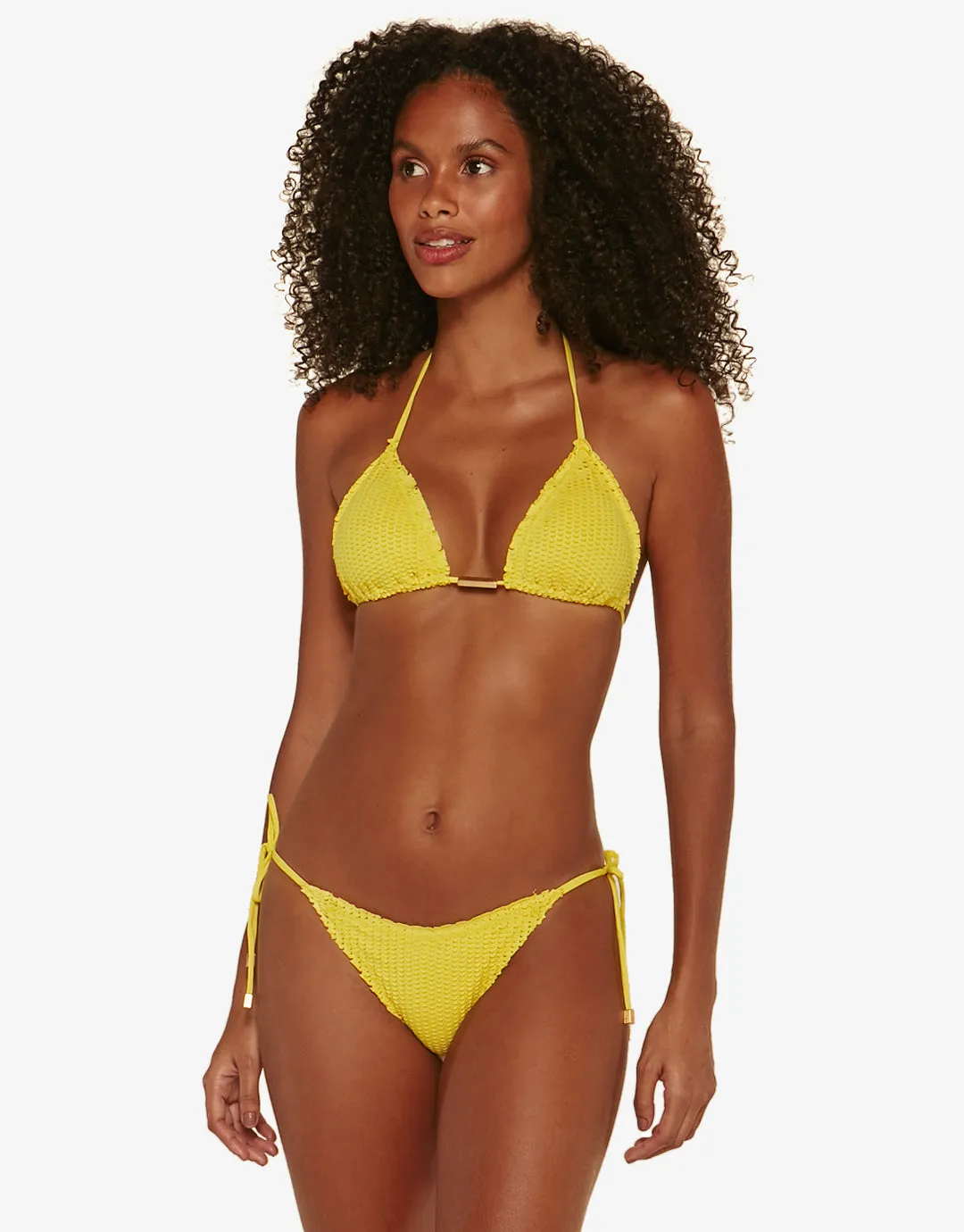 Light Scales Ripple Tie Bikini Pant - Yellow