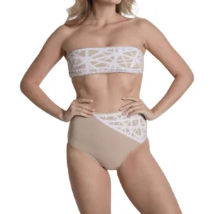 Lillian Bandeau Bikini Top In Camel/white