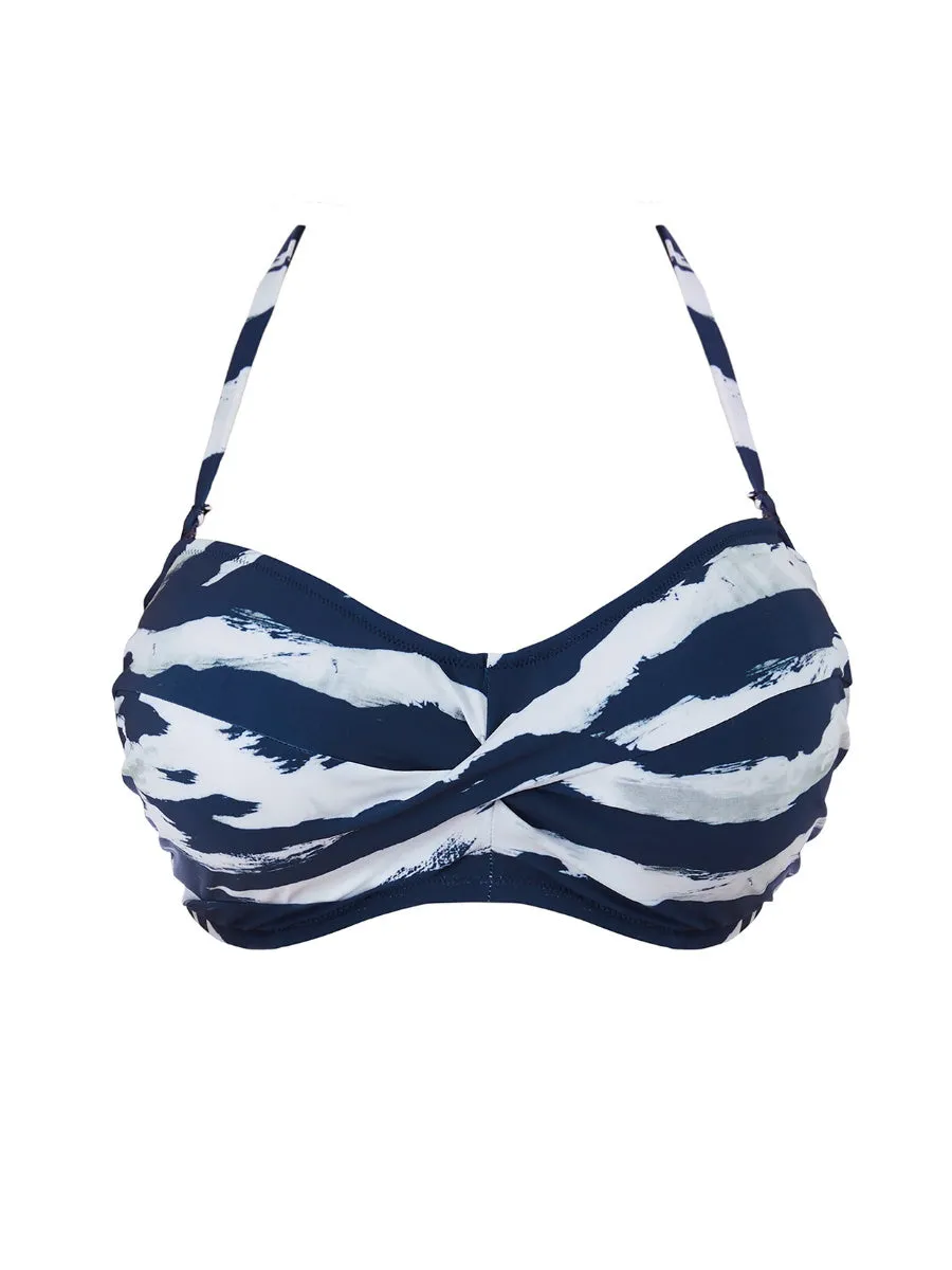 Lindos Twist Bandeau Bikini Top - Ink