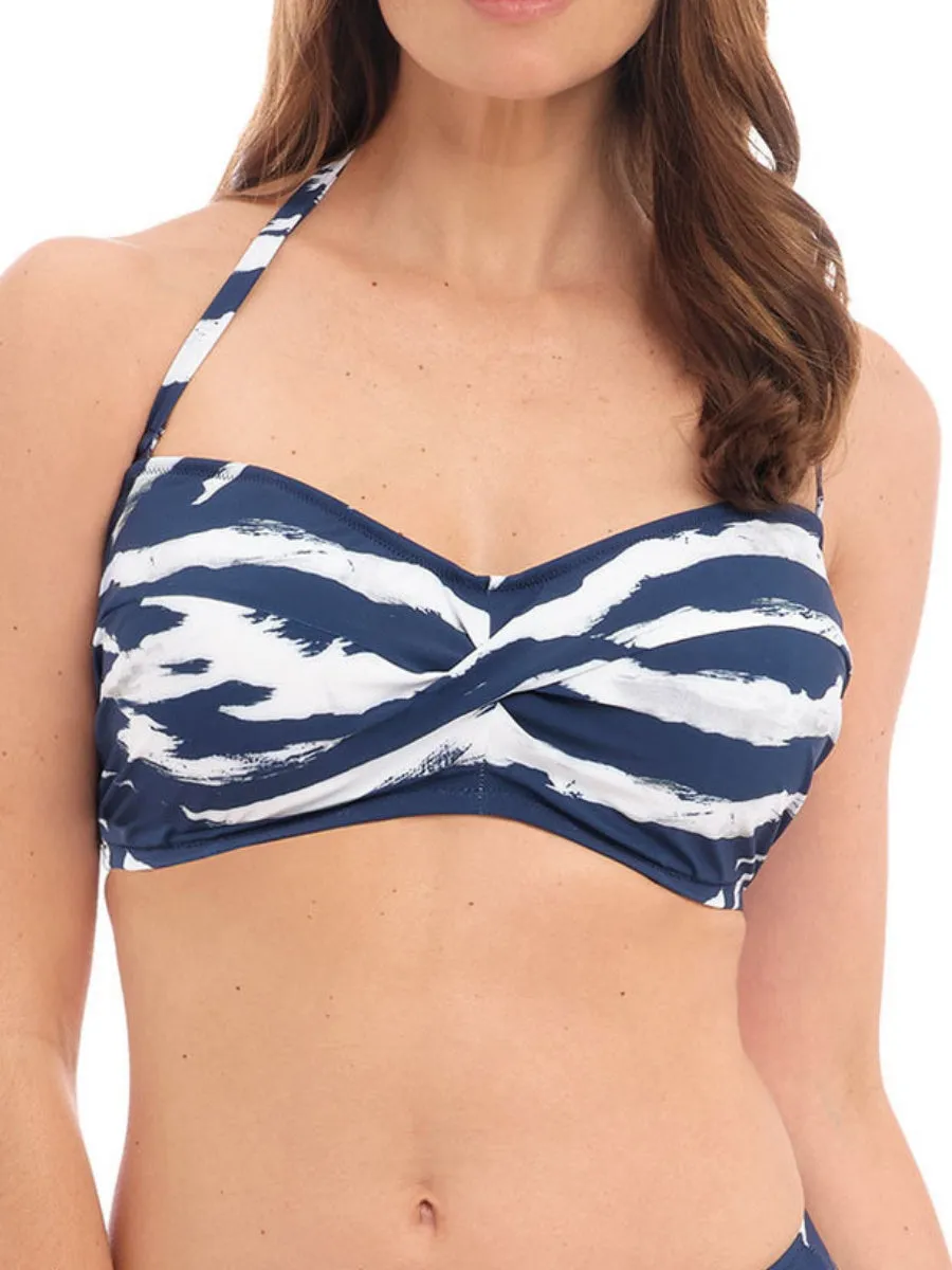 Lindos Twist Bandeau Bikini Top - Ink
