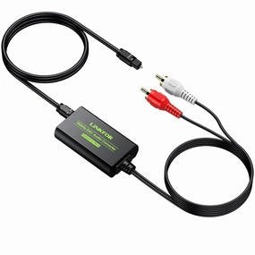 LiNKFOR 192kHz DAC Converter Digital to Analog Converter Digital Optical SPDIF Toslink to Analog Stereo Audio RCA L/R Audio Adapter with Optical Cable for HDTV Blu Ray DVD Amps (RCA Male) DAC,USB audio converter,digital to analog converter,