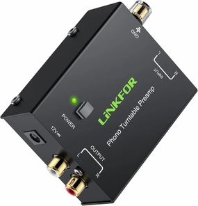 LiNKFOR Phono Turntable Preamp,PP900 Ultra-Compact Phono Preamplifier Mini Electronic Audio Stereo with RCA Input, RCA Output & Low Noise Operation, Power Adapter Included phono preamp,turntable amplifier,record player preamp,