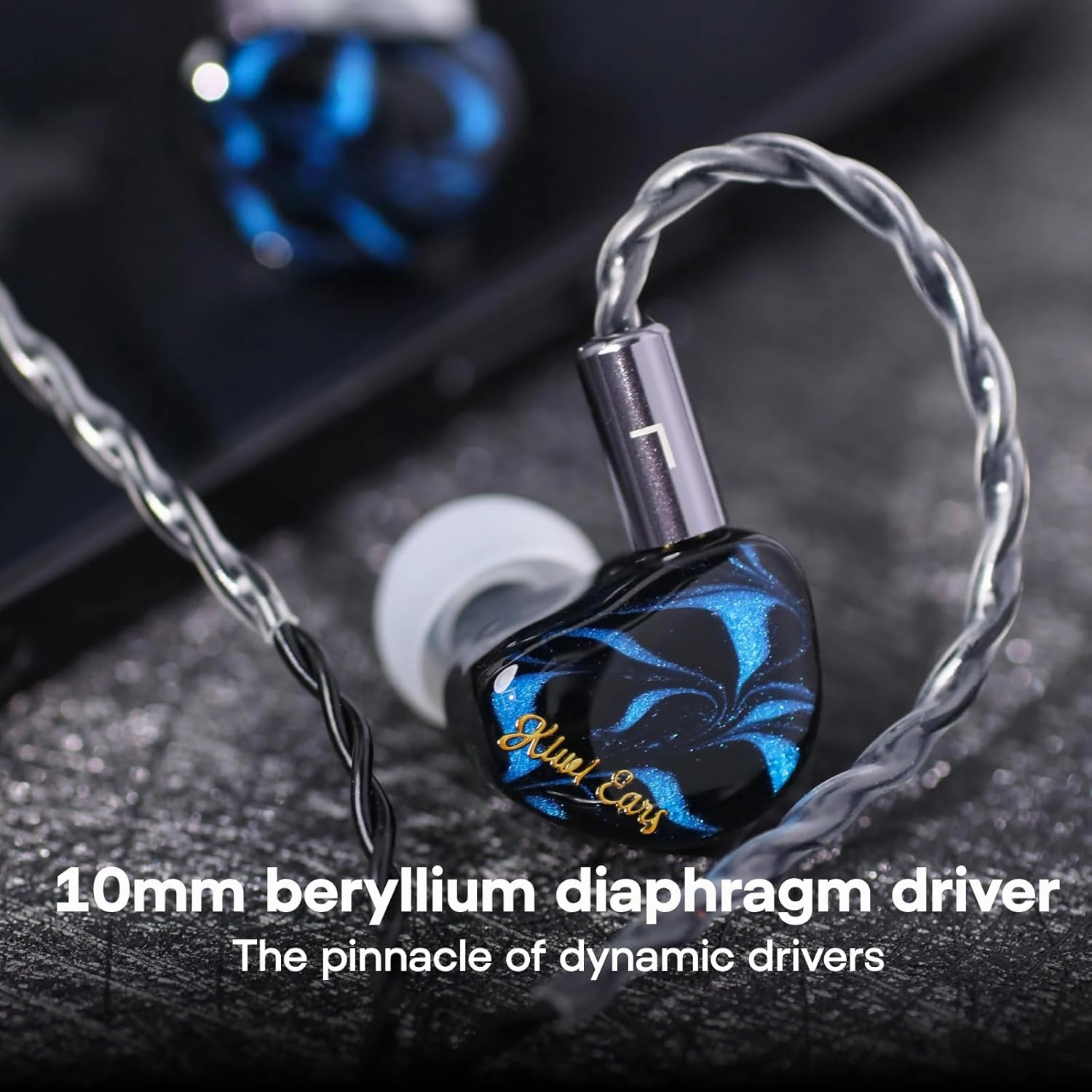 Linsoul Kiwi Ears Cadenza 10mm Beryllium Dynamic Driver IEM 3D Printed with Detachable Interchangeable Plug 0.78 2pin 3.5mm IEM Cable for Musician Audiophile (Blue)