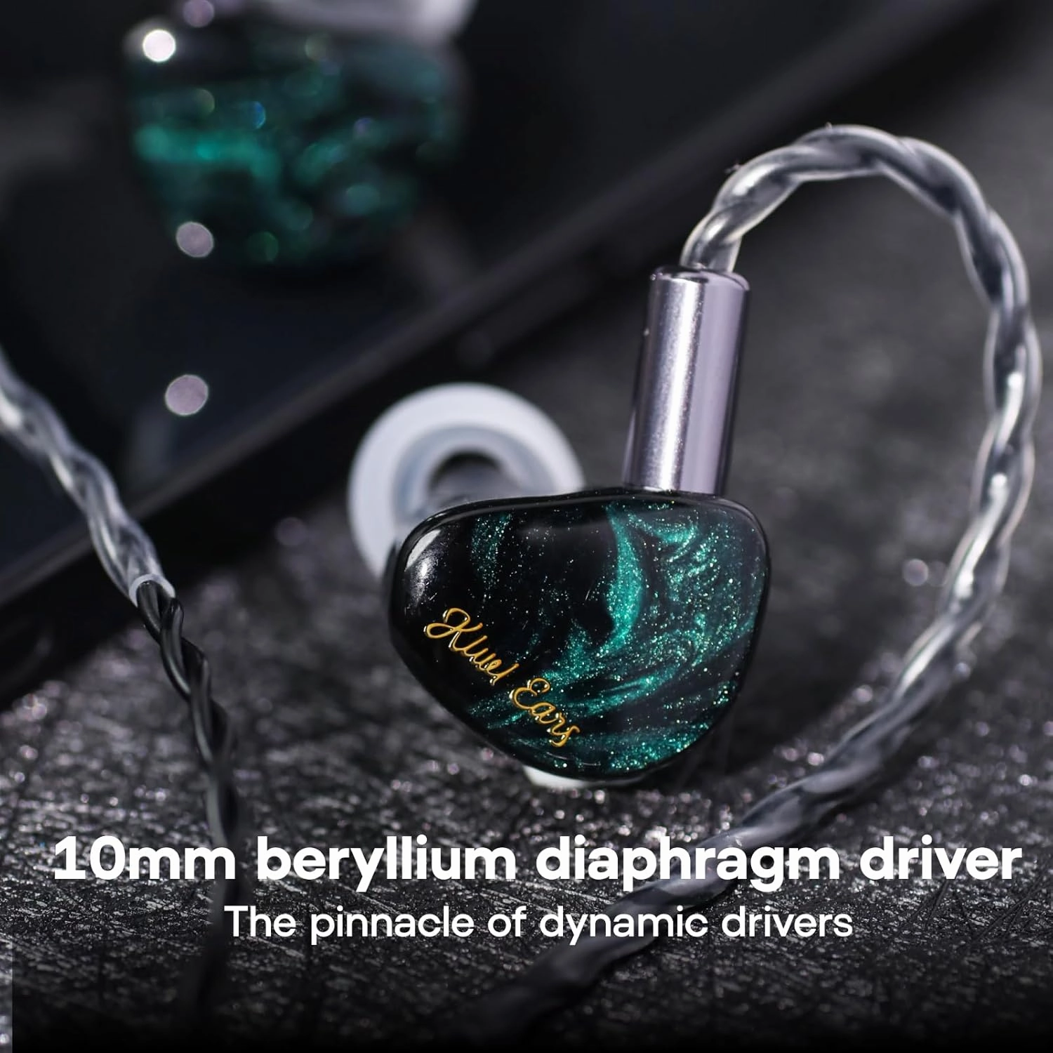 Linsoul Kiwi Ears Cadenza 10mm Beryllium Dynamic Driver IEM 3D Printed with Detachable Interchangeable Plug 0.78 2pin 3.5mm IEM Cable for Musician Audiophile (Green)