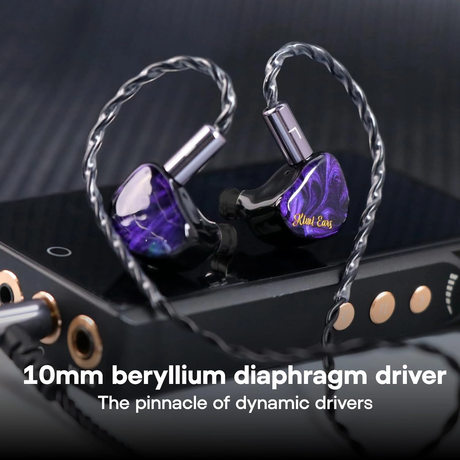 Linsoul Kiwi Ears Cadenza 10mm Beryllium Dynamic Driver IEM 3D Printed with Detachable Interchangeable Plug 0.78 2pin 3.5mm IEM Cable for Musician Audiophile (Purple)