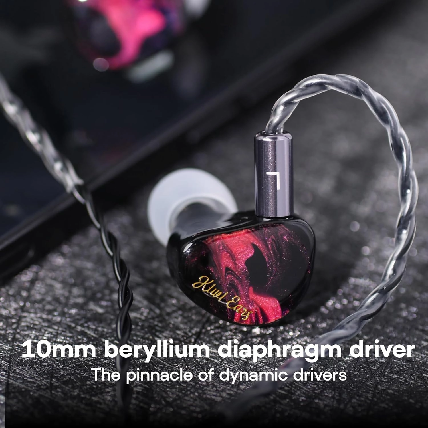 Linsoul Kiwi Ears Cadenza 10mm Beryllium Dynamic Driver IEM 3D Printed with Detachable Interchangeable Plug 0.78 2pin 3.5mm IEM Cable for Musician Audiophile (Red)