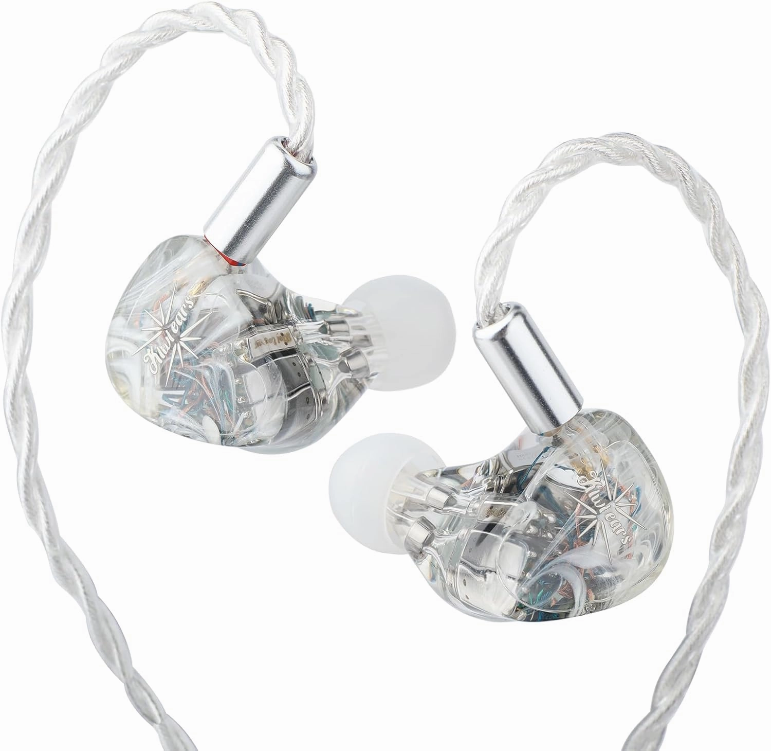 Linsoul Kiwi Ears Orchestra Lite Performance Custom 8BA in-Ear Monitor IEM with Detachable 4-core 7N Oxygen-Free Copper OFC Cable, Handcrafts Faceplate for Audiophile Studio Musician (Clear)