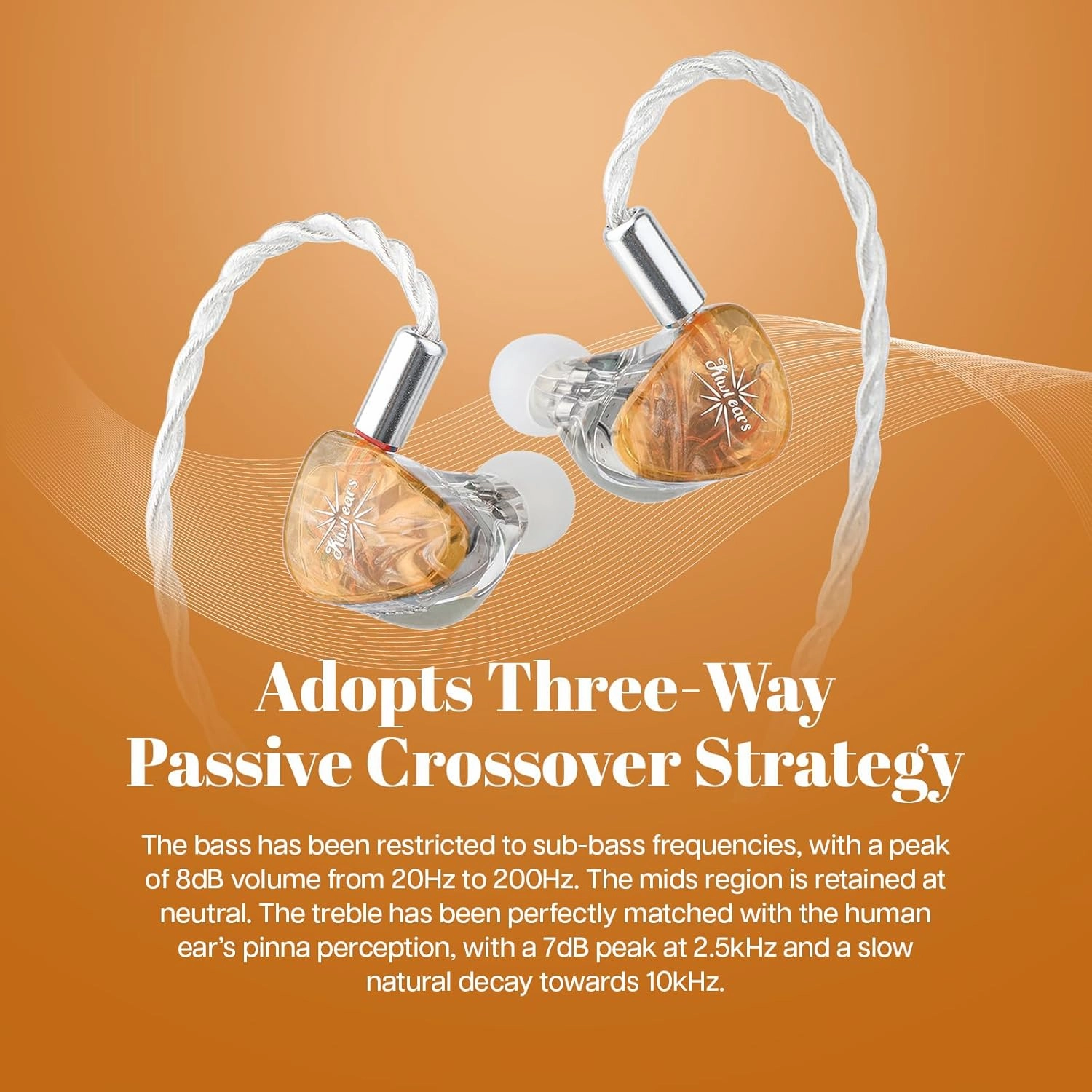 Linsoul Kiwi Ears Orchestra Lite Performance Custom 8BA in-Ear Monitor IEM with Detachable 4-core 7N Oxygen-Free Copper OFC Cable, Handcrafts Faceplate for Audiophile Studio Musician (Orange)