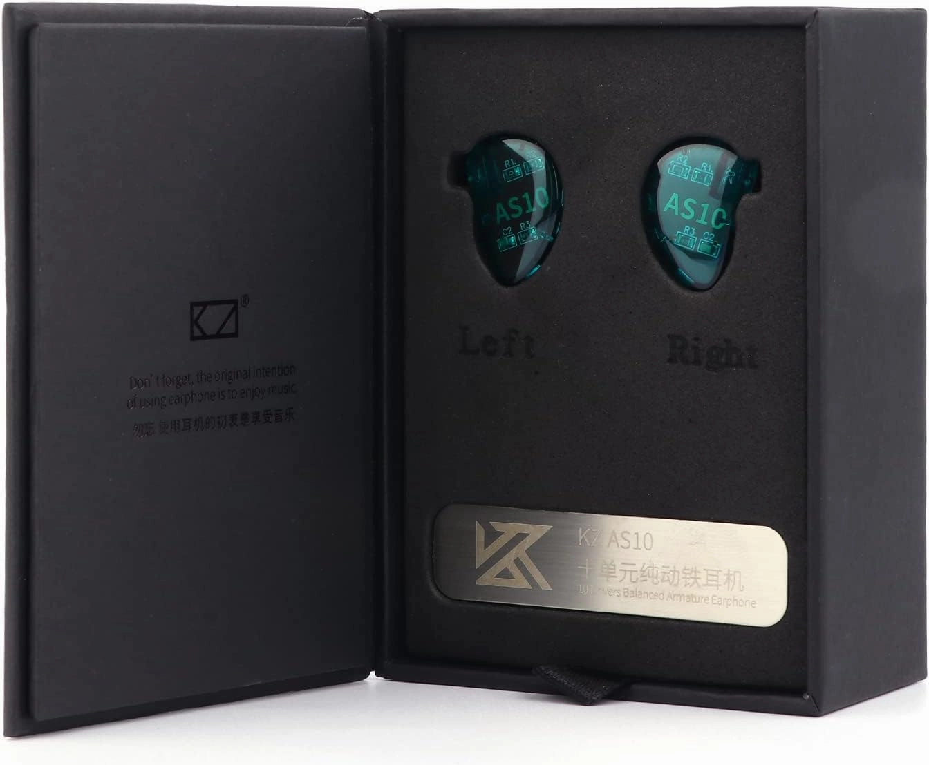Linsoul KZ AS10 5BA HiFi Stereo in-Ear Earphone High Resolution Earbud Headphone with 0.75mm 2 pin Cable, Five Balanced Armature Drivers, Noise Cancelling(with Mic, Cyan)