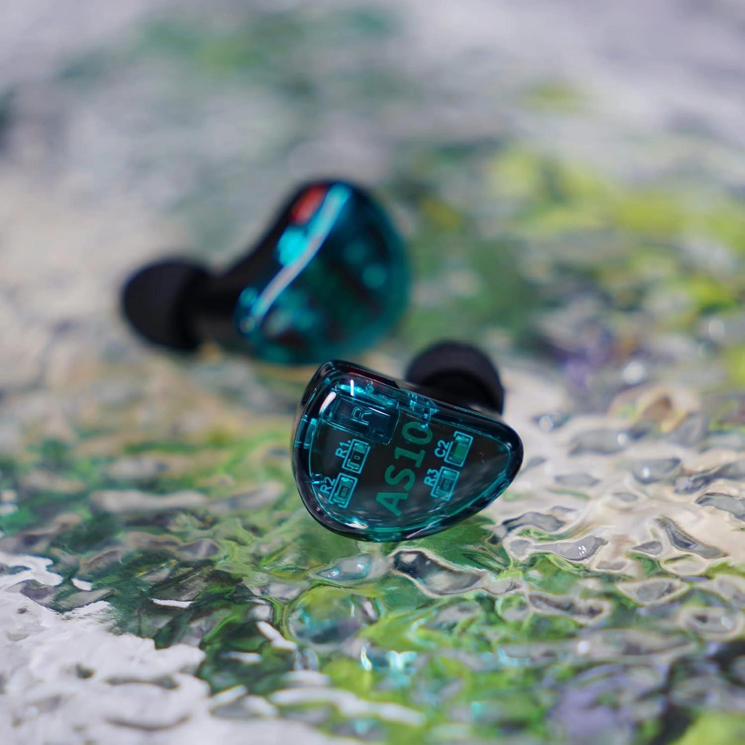 Linsoul KZ AS10 5BA HiFi Stereo in-Ear Earphone High Resolution Earbud Headphone with 0.75mm 2 pin Cable, Five Balanced Armature Drivers, Noise Cancelling(with Mic, Cyan)
