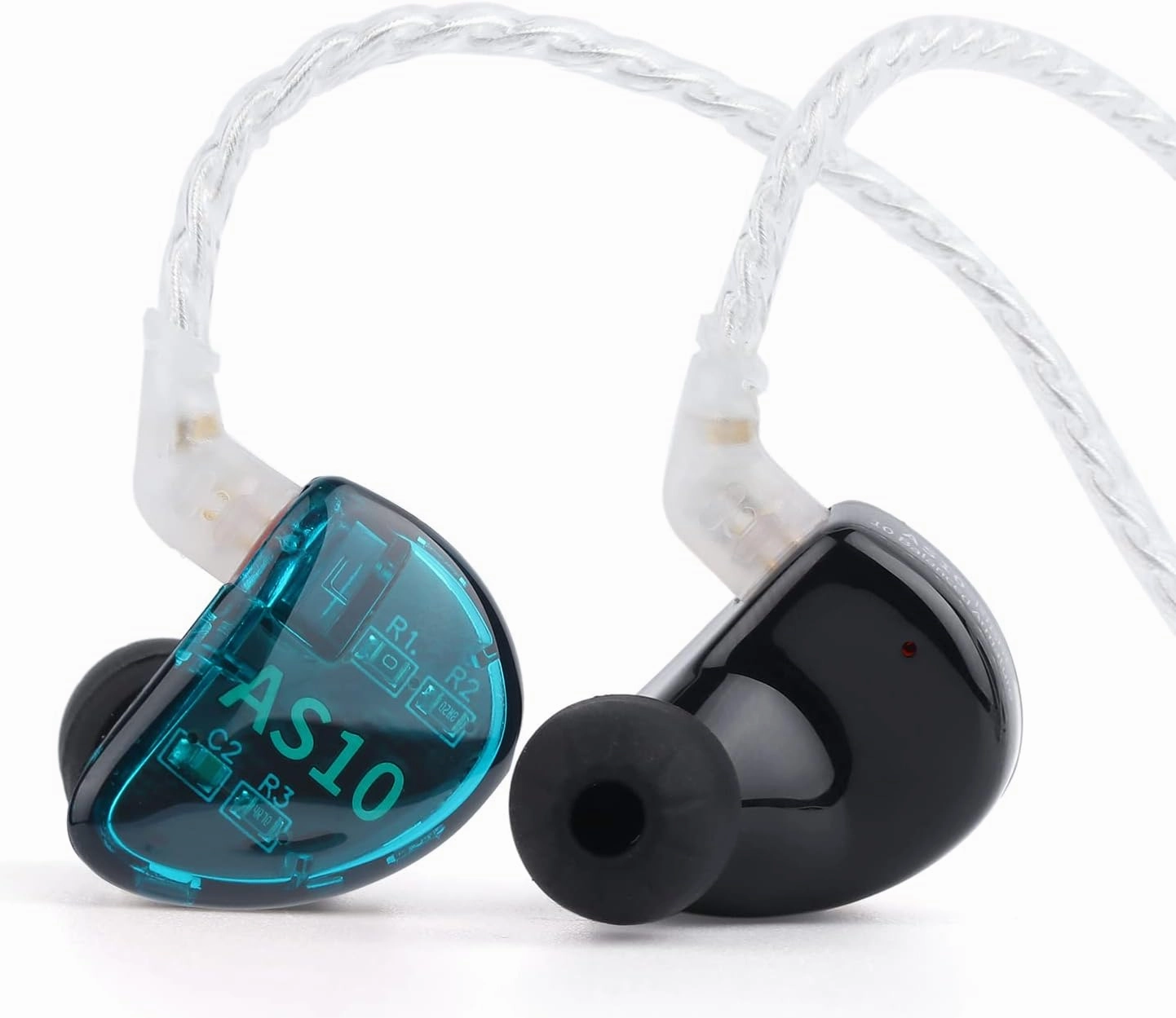 Linsoul KZ AS10 5BA HiFi Stereo in-Ear Earphone High Resolution Earbud Headphone with 0.75mm 2 pin Cable, Five Balanced Armature Drivers, Noise Cancelling(with Mic, Cyan)
