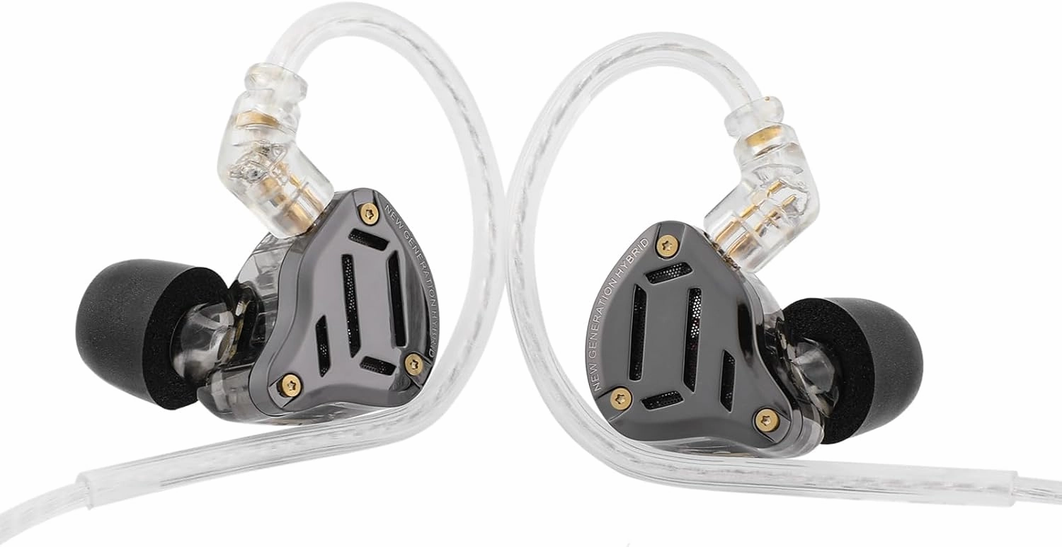Linsoul KZ ZS10 PRO 2 in Ear Monitor IEM, 1DD 4BA Hybrid Wired Earbuds, with 4-Level Tuning Switch, 3-Way Crossover Gaming Earbuds, Silver-Plated IEM Cable for Musician Audiophile (Black, with Mic)