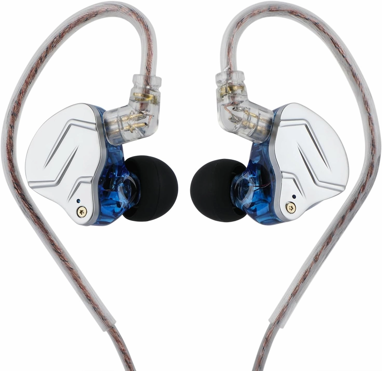 Linsoul KZ ZSN Pro Dual Driver 1BA 1DD Hybrid Metal Earphones HiFi in-Ear Monitor with Detachable Recessed 2Pin Cable, Zin Alloy Panel (with Mic, Blue)
