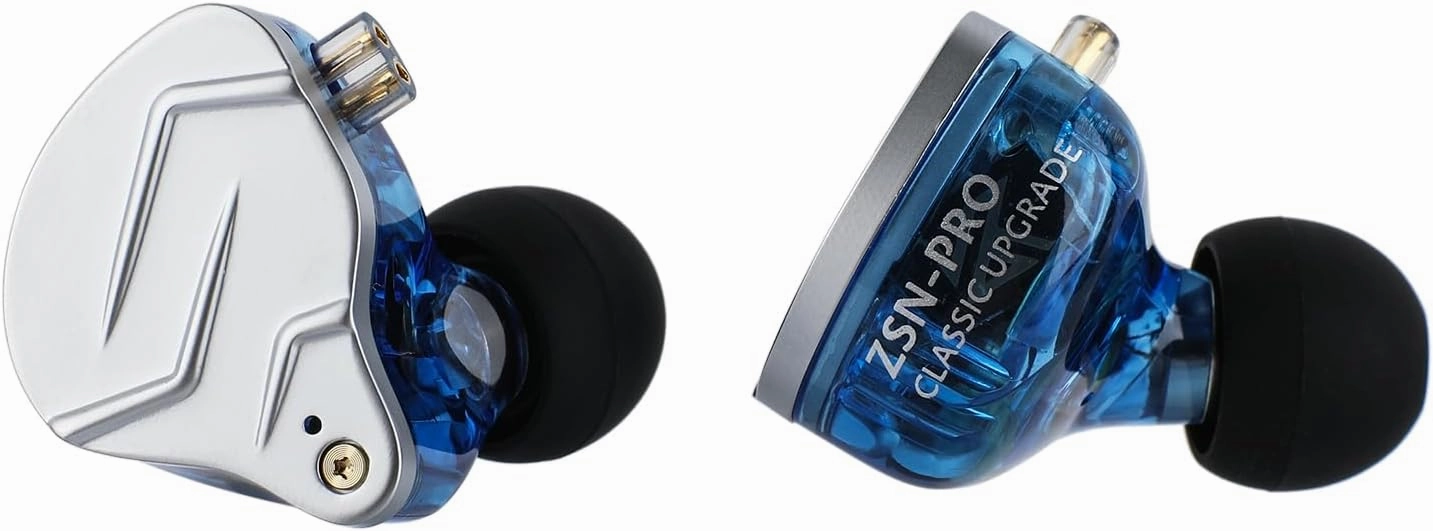 Linsoul KZ ZSN Pro Dual Driver 1BA 1DD Hybrid Metal Earphones HiFi in-Ear Monitor with Detachable Recessed 2Pin Cable, Zin Alloy Panel (with Mic, Blue)