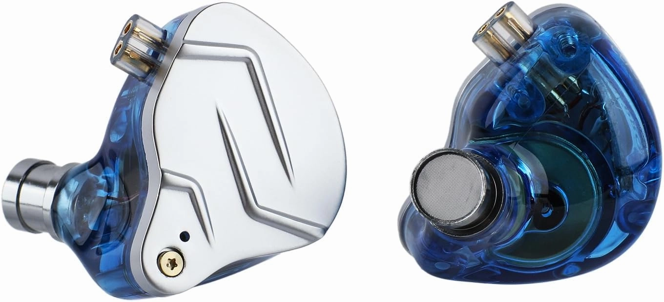 Linsoul KZ ZSN Pro Dual Driver 1BA 1DD Hybrid Metal Earphones HiFi in-Ear Monitor with Detachable Recessed 2Pin Cable, Zin Alloy Panel (with Mic, Blue)